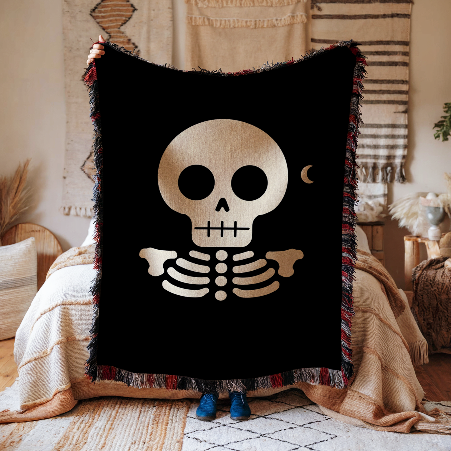 Moon Skeleton Woven Blanket